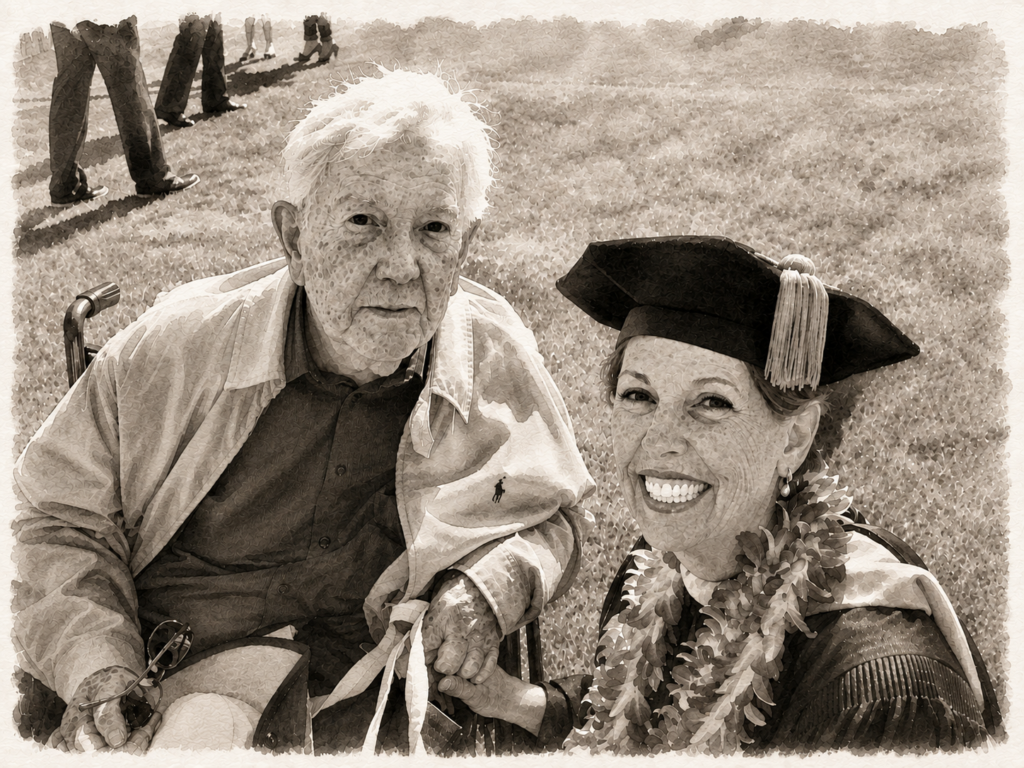 Dad and LIsa at Graduation.